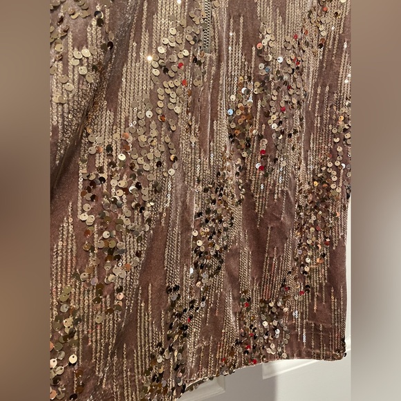 Eliza J. | Brown & Gold Velvet Sequin Dress - Picture 7 of 7